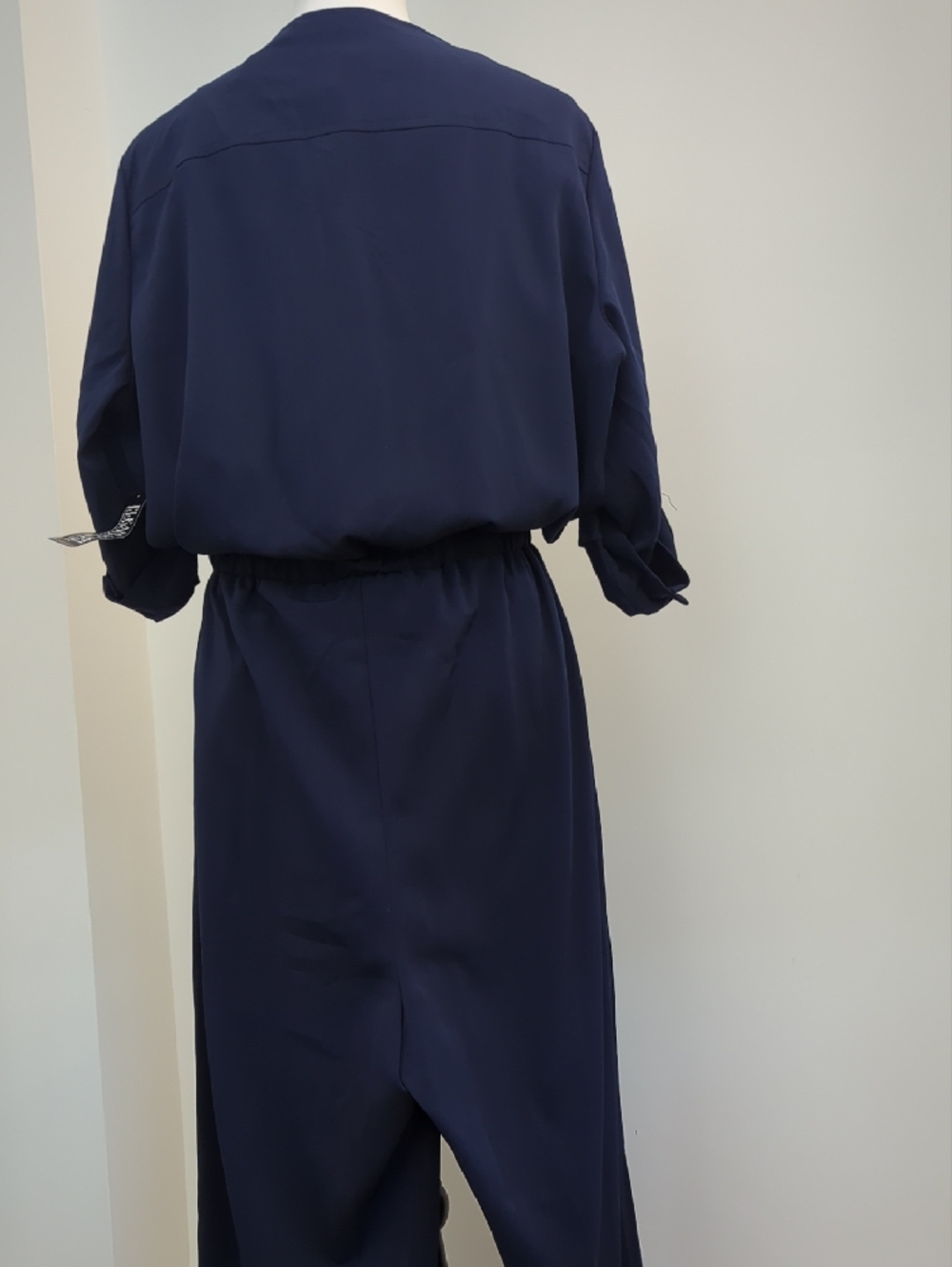 NWT New York & Company Utility Style Navy Zip-Front Blouson Wide Leg Jumpsuit - Picture 10 of 10